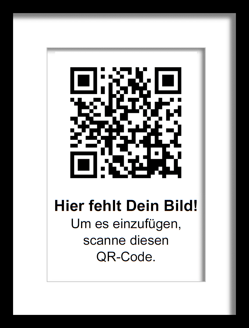 Bilderrahmen: QR-Code und 'Hier fehlt Dein Bild!'